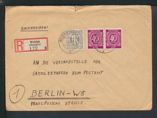 R-Brief Bizone AM-Post mit Paar Weiden Bayern Berlin
