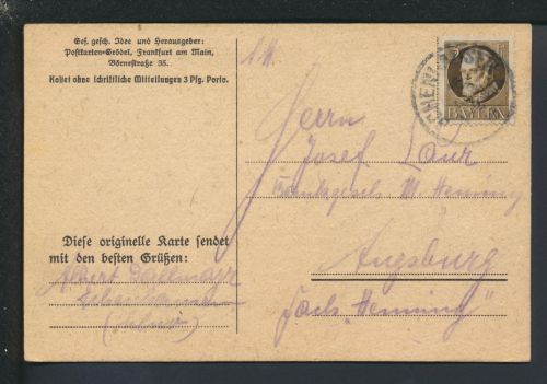 Altdeutschland Bayern Luitpold Augsburg Porto Ersparniskarte