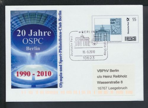 Brief Bund Berlin SST 20 Jahre OSPC Berlin 2010 Leegebruch Brandenburg