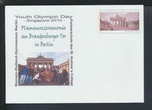 Sport Olympia Bund Berlin Ganzsache SST Youth Olympic Day Brandenburger Tor