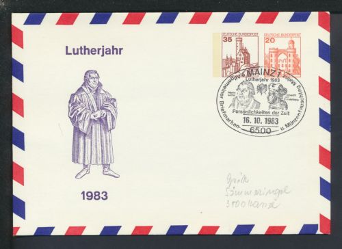 Bund Privatganzsache Rheinland-Pfalz Mainz SST Luther 1983 Kassel Hessen