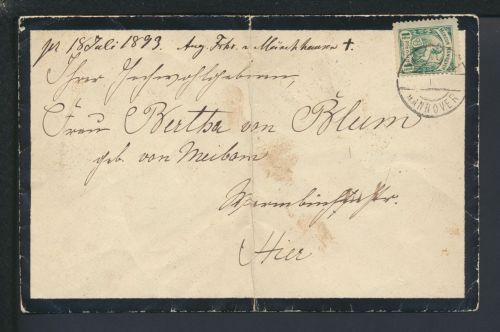 Motiv Pferde Stadtpost Privatpost Brief Merkur Hannover 1893