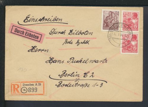 R-Brief Express DDR MIF Fünfjahresplan Dresden A 29 Sachsen Berlin