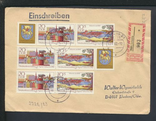 Zusammendruck DDR R-Brief Leipzig Sachsen Buchen Odenwald Baden-Württemberg