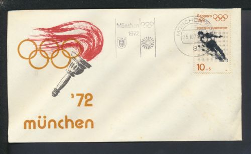 Sport Bund dekorativer Brief SST Olympia München 1972 Fackel Olympiaringe