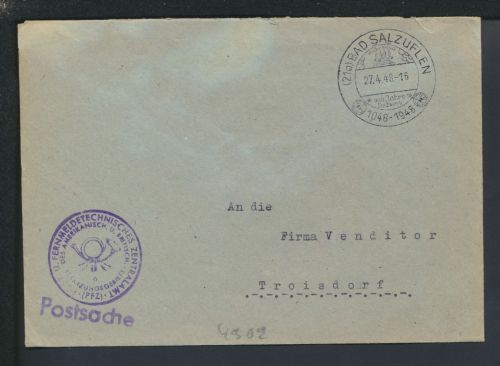 Postsache Bad Salzuflen NRW Bizone Troisdorf Fernmeldetechnisches Zentralamt