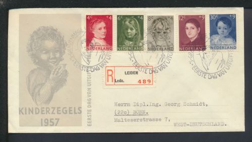 Niederlande 707-711 Voor het Kind Leiden SST Kinderzegels 1957 Kinder Bonn NRW