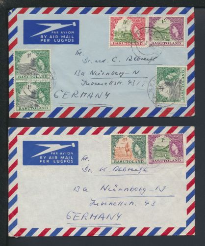 Flugpost Airmail Brief Afrika Basutoland Lesotho Nürnberg Bayern Lot von 2 Stück