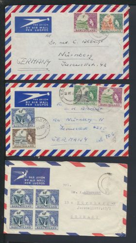 Flugpost Airmail Brief Afrika Basutoland Lesotho Nürnberg Bayern Lot von 4 Stück