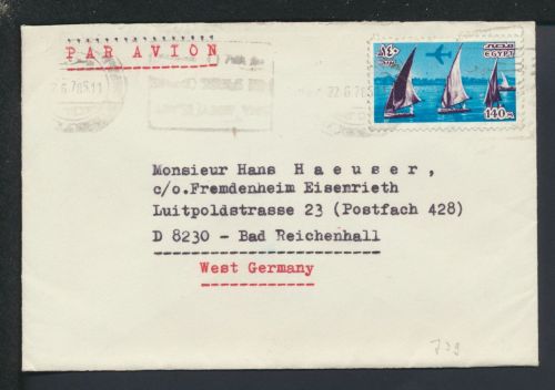 Flugpost Airmail Brief Flugzeug Alexandria Ägypten Bad Reichenhall Bayern