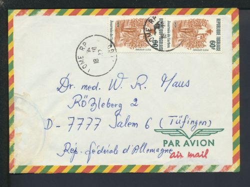 Übersee Afrika Airmail Brief Togo MEF Salem Tüfingen Baden-Württemberg