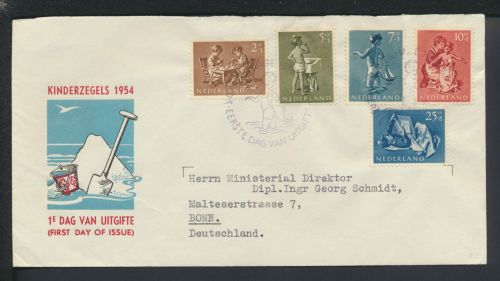 Kinder Niederlande Wassenaar Brief SST Kinderzegels 1954 Bonn NRW Brief FDC