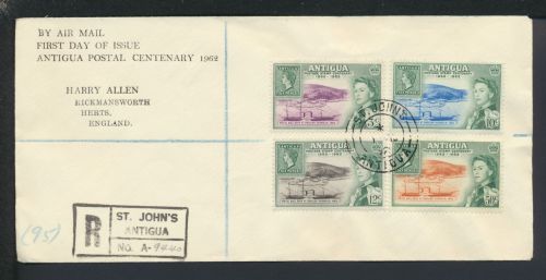 Airmail R-Brief Antigua Postal Centenary 1962 Rickmansworth Großbritannien