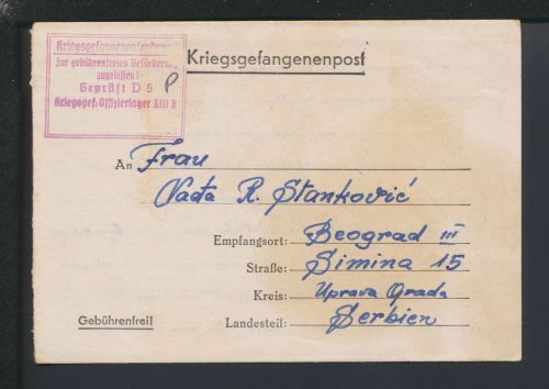 Kriegsgefangenenpost Offizier Lager X III B Lager KGF Brief Hammelburg