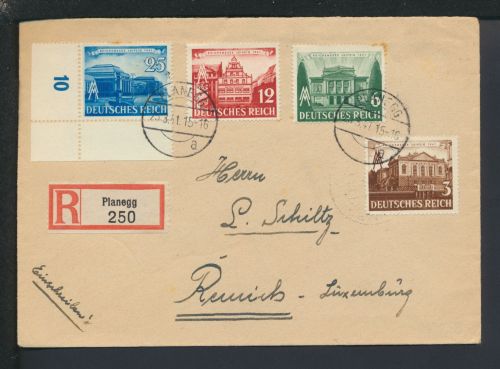 Bogenecke Reichsmesse Leipzig R-Brief Planegg Bayern Deutsches Reich Remich
