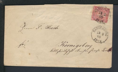Brief Altdeutschland NDP Rastenburg Ostpreußen Königsberg 1869 mit Siegel