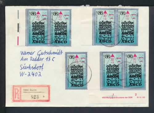 DDR 3353 Berlin Sierksdorf DV Druckvermerk in Paaren Schleswig-Holstein R-Brief