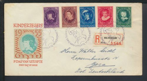 Kinder Niederlande Hilversum R-Brief Gera Thüringen SST Kinderzegels Brief FDC