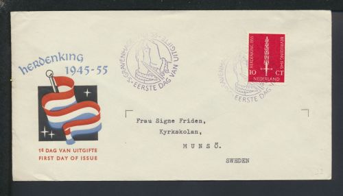 Niederlande 660 Befreiung ’s-Gravenhage Den Haag Munsö Schweden SST Brief FDC
