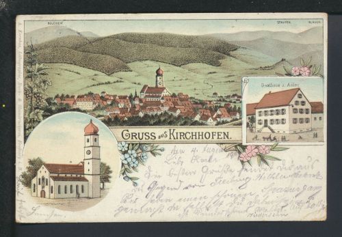 Litho Ansichtskarte Kirchhofen Baden-Württemberg Gasthof Zum Adler Radolfzell