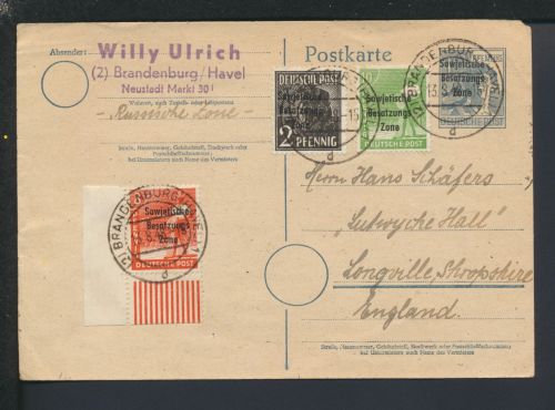 SBZ Auslands Ganzsche Bogenecke Brandenburg Havel Longville Großbritannien