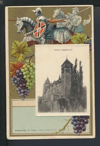 Tolle Präge Ansichtskarte Rapperswyl Schweiz Ritter Verlag Zingg Baden