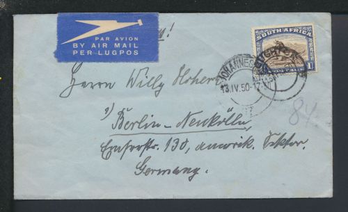 Tiere Wildtiere Afrika Brief Airmail Luftpost Johannesburg Südafrika Berlin