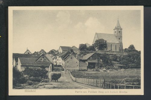 Ansichtskarte Hünfeld LK Fulda Hessen Fuldaer Berg mit katholischer Kirchen