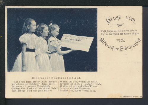 Musik Gesang Ansichtskarte Biberach Baden-Württemberg Gruß vom Schützenfest