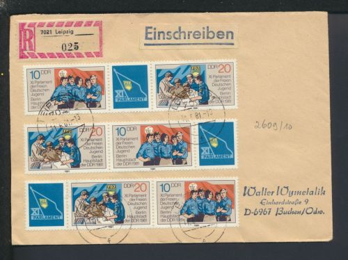 Leipzig Sachsen Buchen Baden-Württemberg DDR R-Brief Zusammendruck