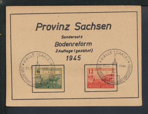 SBZ Halle Sachsen-Anhalt Karte Sonders. Bodenreform Sowjetische Besatzungs Zone