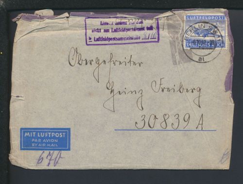 II. WK Weltkrieg Airmail Luftfeldpost Berlin Deutsches Reich mit viel Inhalt
