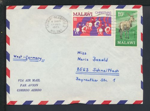 Airmail Weihnachten Weihnachtsmarke Malawi Blantyre Schnaittach Bayern