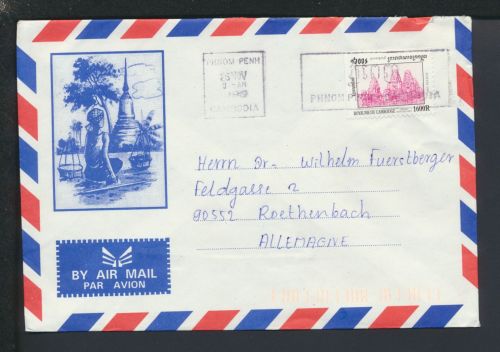 Asien Airmail Phnom Penh Kambodscha schönes Flugpost Cover Röthenbach Bayern