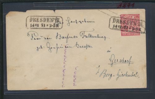 Altdeutschland NDP Dresden Sachsen Gersdorf Norddeutscher Postbezirk 1871