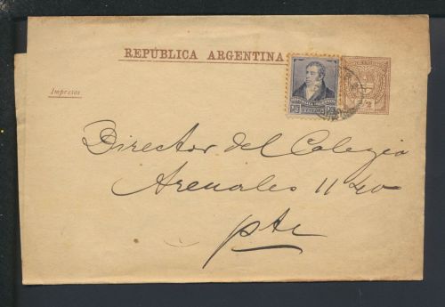 Ganzsache Übersee Argentinien Streifband 1/2 c plus ZuF
