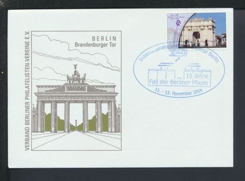 Berlin Brief SST 15 Jahre Fall der Berliner Mauer Brandenburger Tor Philatelie