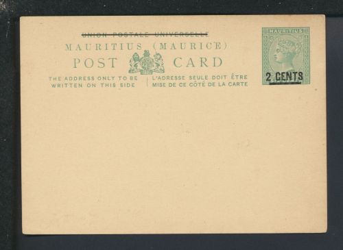 Aufdruck Ganzsache Queen Victoria Übersee Mauritius Ostafrika Afrika