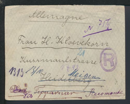 R - Brief Griechenland MEF Heidelberg Baden-Württemberg Meissen Sachsen 1914