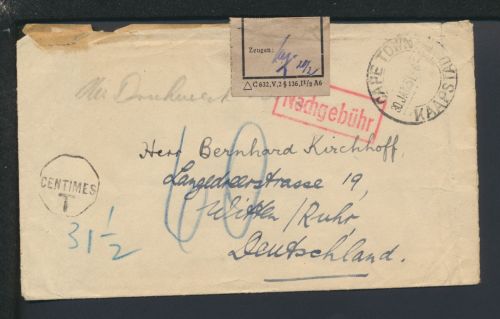 Retour Brief Nachgebühr Destination Übersee Afrika Südafrika Capetown Witten