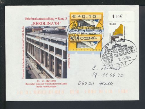 Berlin Halle Sachsen-Anhalt SST Briefmarkenausstellung Berolina 2004 Brief Bund