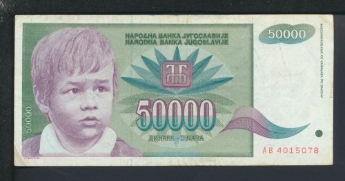 Geldscheine Banknoten Jugoslavien Europa 50000 Dinar 1992 III