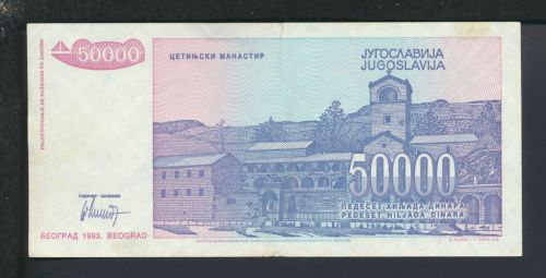 Geldscheine Banknoten Jugoslavien Europa 50000 Dinar 1993 II