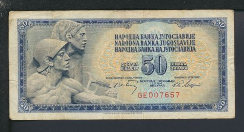 Geldscheine Banknoten Jugoslavien Europa 50 Dinar 1968 IV