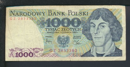 Geldscheine Banknoten Polen Europa 1000 Zlotych 1982 IV