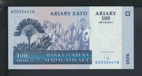 Geldscheine Banknoten Madagaskar Afrika 100 Ariary 2004 I UNC