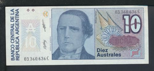 Geldscheine Banknoten Argentinien Südamerika 10 Australes UNC