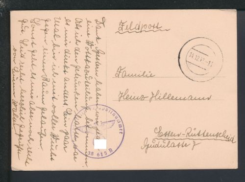 Deutsches Reich Feldpost Essen Rüttenscheid NRW siehe gleiche Korrespondenz