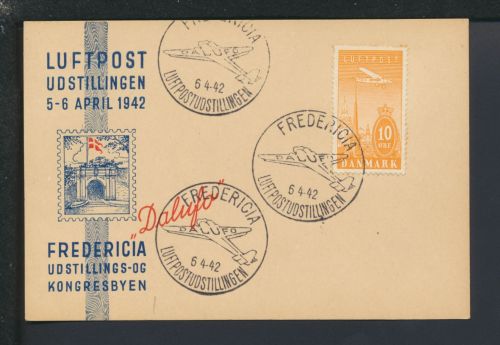Flugpost Luftpost Airmail Frederica Dänemark Luftpostausstellung 1942