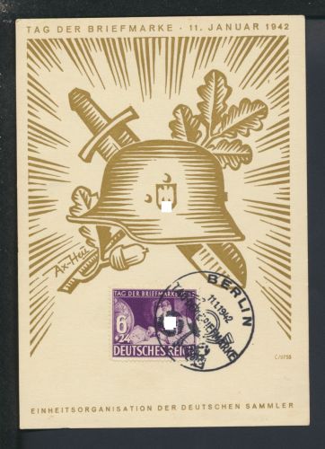 Künstler Anlasskarte Deutsches Reich Berlin Tag der Briefmarke 1942